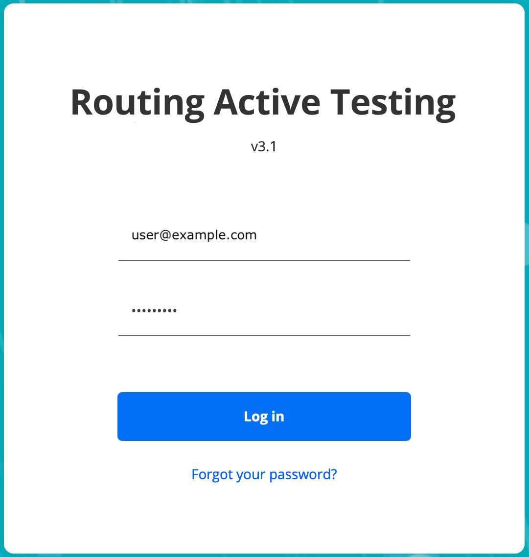 Logging in to Routing Active Testing — Routing Active Testing ...